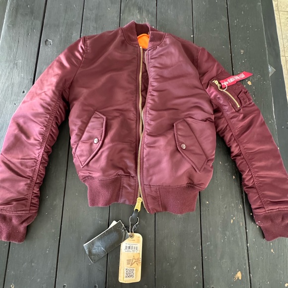 Alpha Industries Jackets & Blazers - New Alpha industries maroon bomber jacket size xs